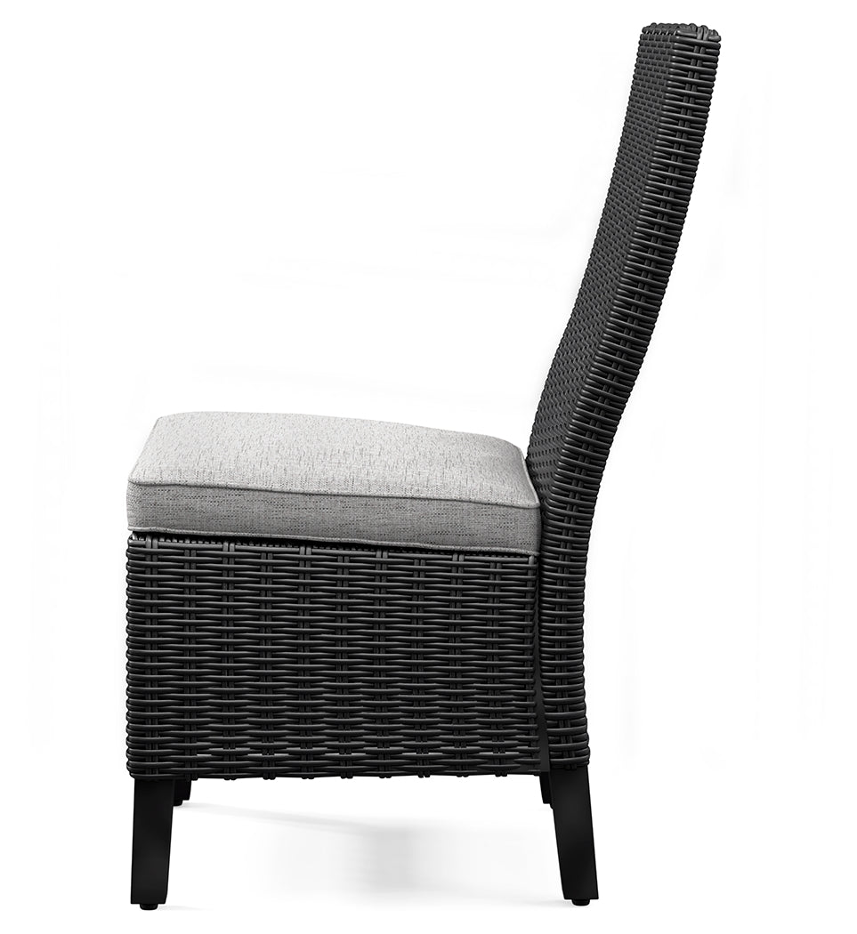 Beachcroft Black/Light Gray Outdoor Dining Table, 4 Chairs and Bench - Ornate Home