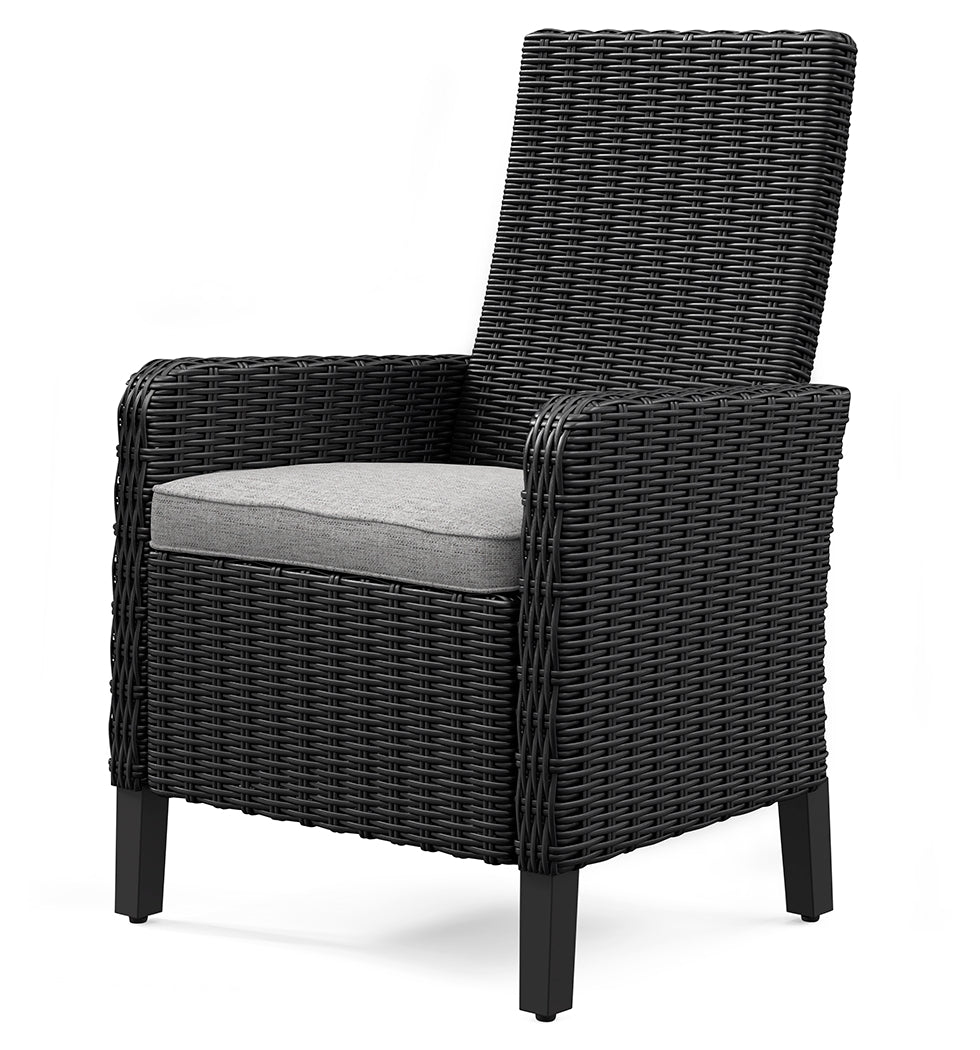 Beachcroft Black/Light Gray Outdoor Dining Table, 4 Chairs and Bench - Ornate Home
