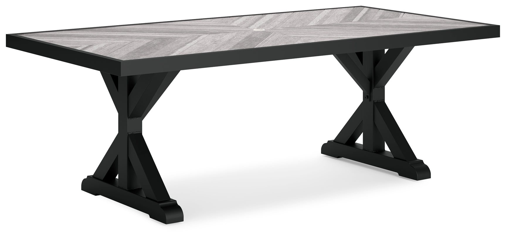 Beachcroft Black/Light Gray Outdoor Dining Table, 4 Chairs and Bench - Ornate Home