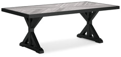 Beachcroft Black/Light Gray Outdoor Dining Table, 4 Chairs and Bench - Ornate Home
