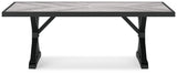 Beachcroft Black/Light Gray Outdoor Dining Table, 4 Chairs and Bench - Ornate Home