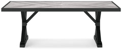 Beachcroft Black/Light Gray Outdoor Dining Table, 4 Chairs and Bench - Ornate Home