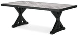 Beachcroft Black/Light Gray Outdoor Dining Table, 4 Chairs and Bench - Ornate Home
