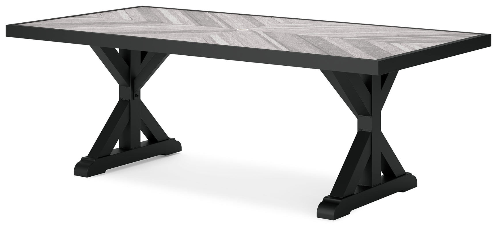 Beachcroft Black/Light Gray Outdoor Dining Table, 4 Chairs and Bench - Ornate Home