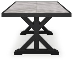 Beachcroft Black/Light Gray Outdoor Dining Table, 4 Chairs and Bench - Ornate Home