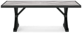 Beachcroft Black/Light Gray Outdoor Dining Table, 4 Chairs and Bench - Ornate Home