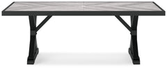 Beachcroft Black/Light Gray Outdoor Dining Table, 4 Chairs and Bench - Ornate Home