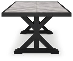 Beachcroft Black/Light Gray Outdoor Dining Table, 4 Chairs and Bench - Ornate Home