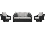 Beachcroft Black/Light Gray Outdoor Sofa & 2 Lounge Chairs - Ornate Home