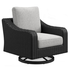 Beachcroft Black/Light Gray Outdoor Sofa & 2 Lounge Chairs - Ornate Home