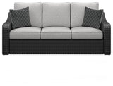 Beachcroft Black/Light Gray Outdoor Sofa & 2 Lounge Chairs - Ornate Home
