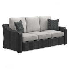 Beachcroft Black/Light Gray Outdoor Sofa & 2 Lounge Chairs - Ornate Home