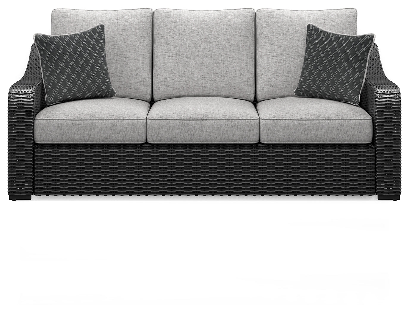 Beachcroft Black/Light Gray Outdoor Sofa with Cushion - Ornate Home