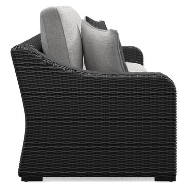 Beachcroft Black/Light Gray Outdoor Sofa with Cushion - Ornate Home