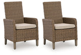 Beachcroft New Beige Outdoor Arm Chair with Cushion (Set of 2) - Ornate Home