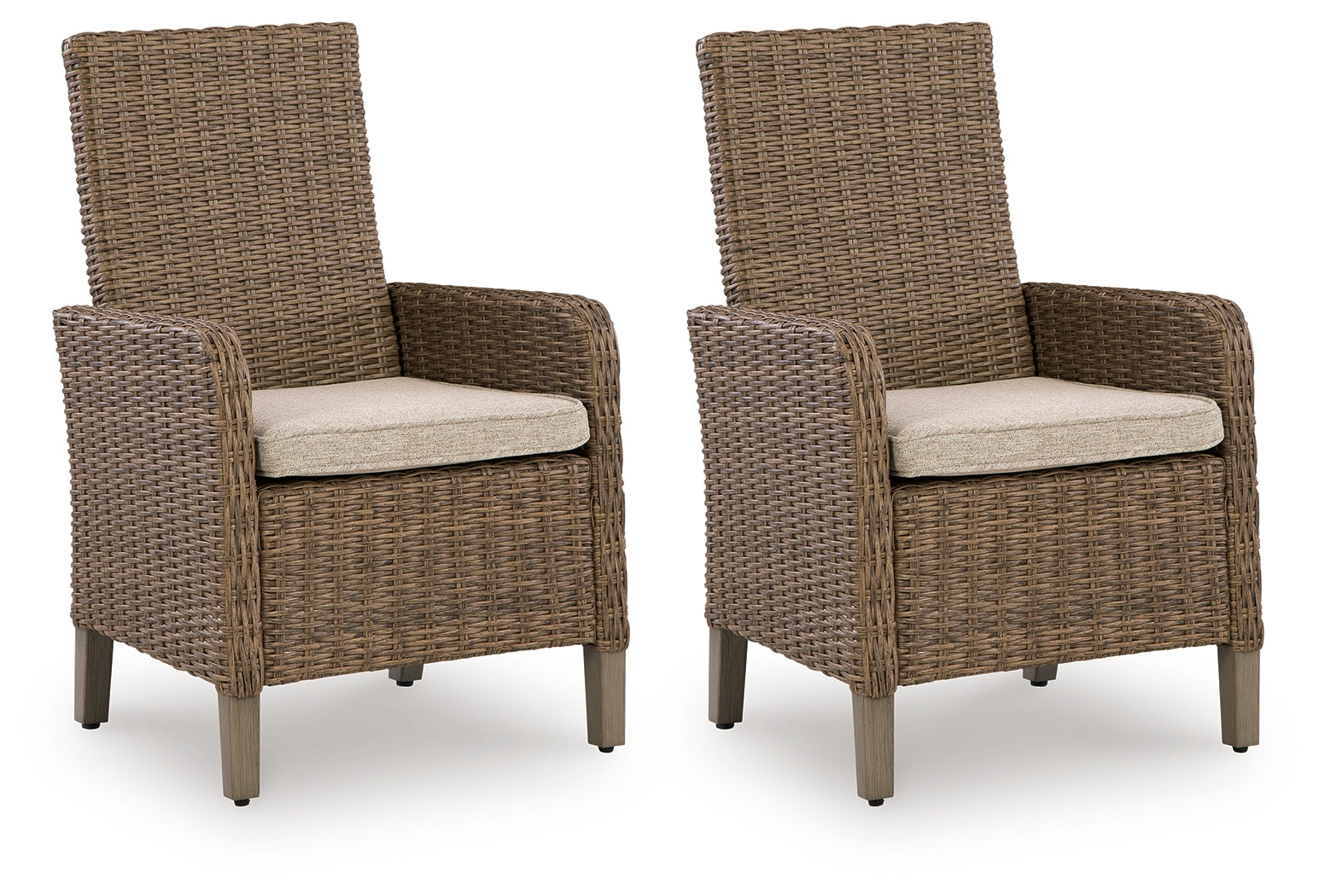 Beachcroft New Beige Outdoor Arm Chair with Cushion (Set of 2) - Ornate Home