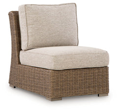 Beachcroft New Beige Outdoor Armless Chair with Cushion - Ornate Home
