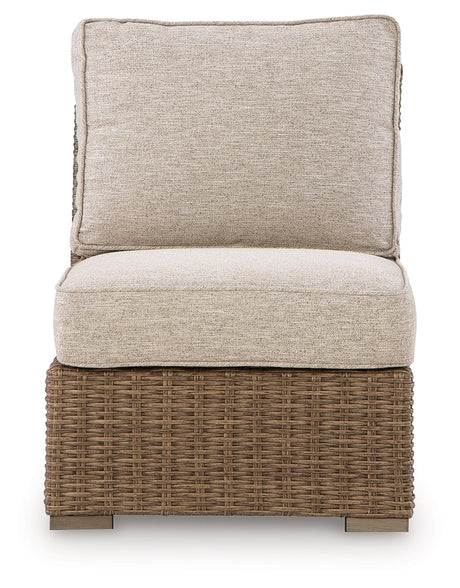 Beachcroft New Beige Outdoor Armless Chair with Cushion - Ornate Home