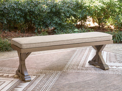 Beachcroft New Beige Outdoor Bench with Cushion - Ornate Home