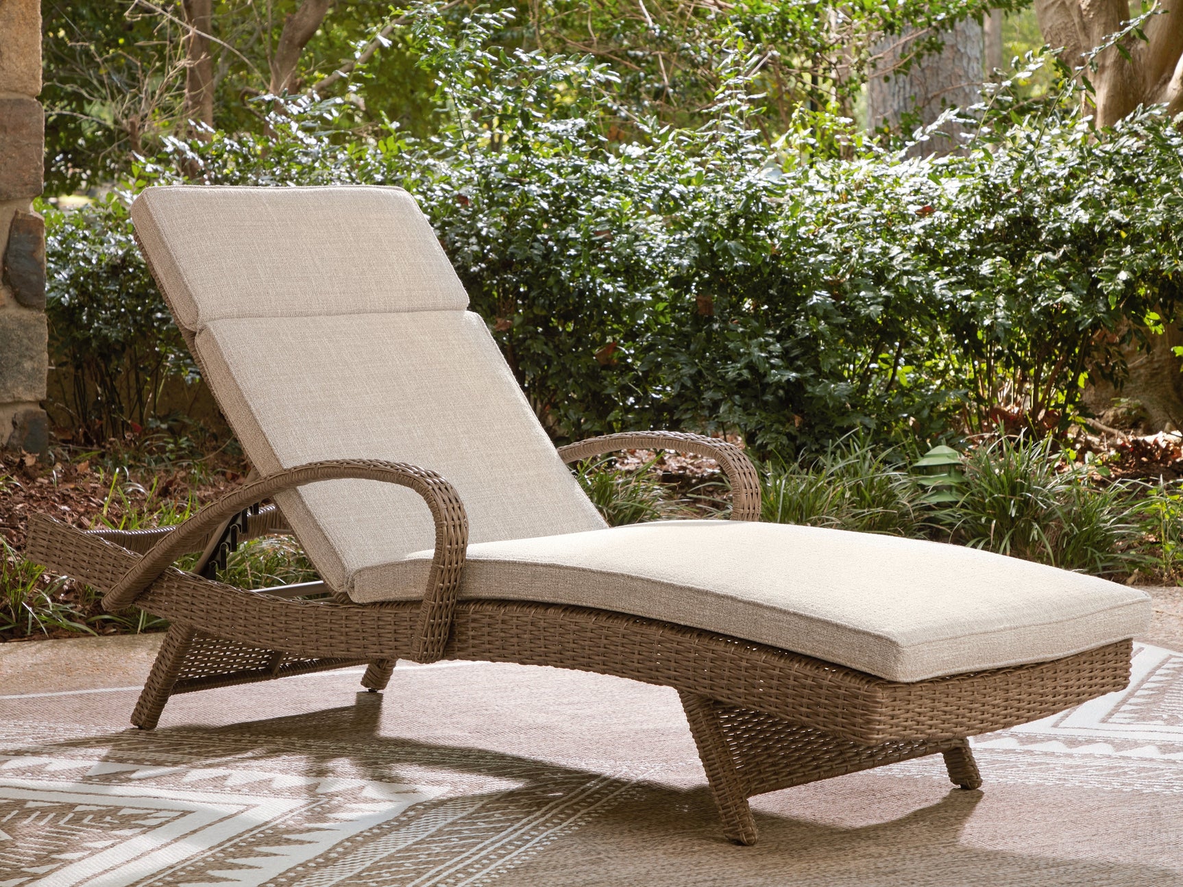 Beachcroft New Beige Outdoor Chaise Lounge with Cushion - Ornate Home