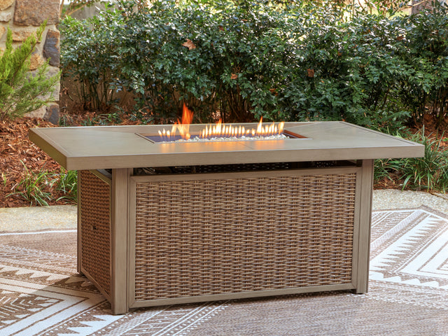 Beachcroft New Beige Outdoor Fire Pit Table - Ornate Home