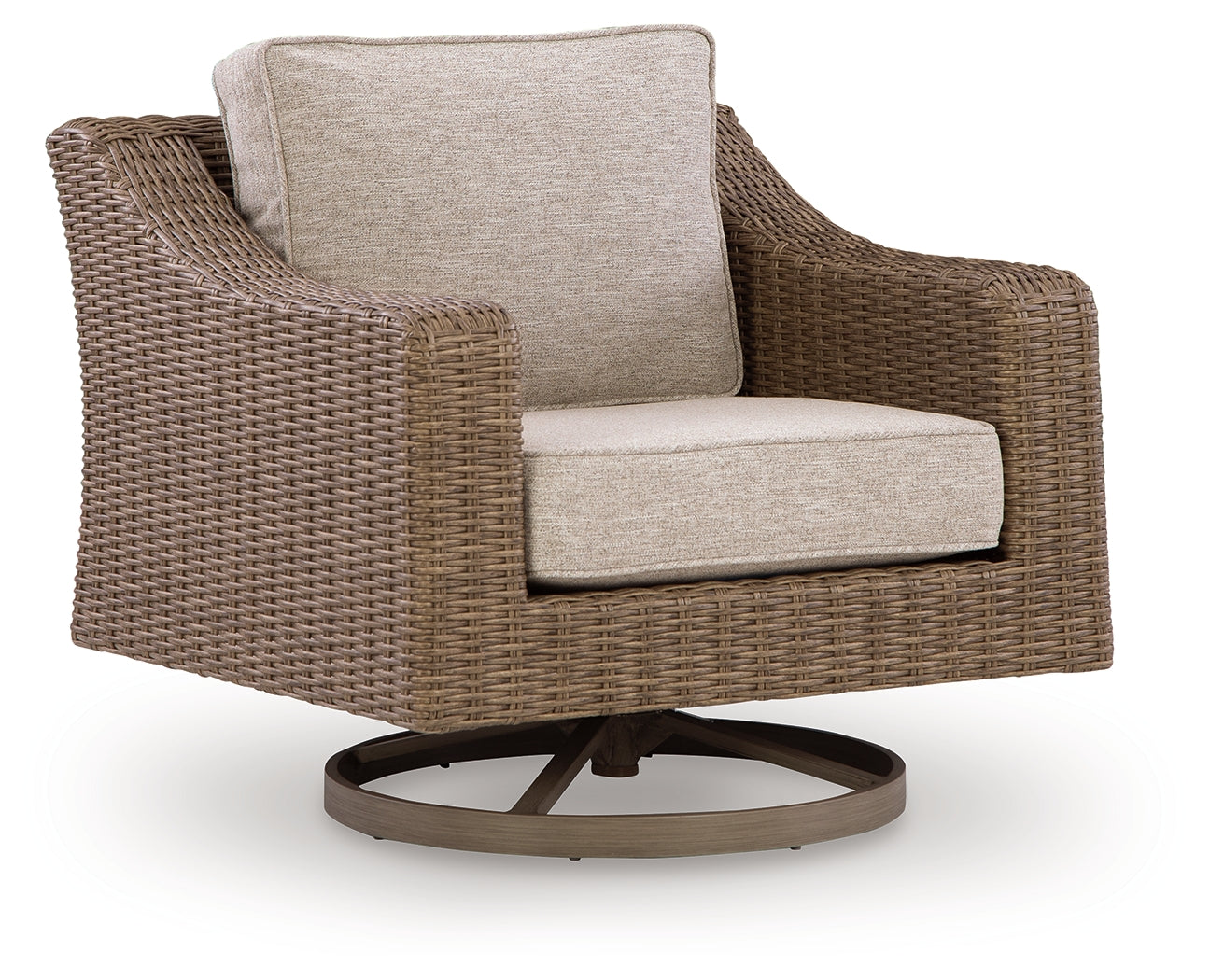Beachcroft New Beige Outdoor Swivel Lounge with Cushion - Ornate Home