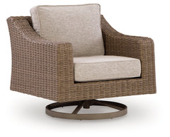 Beachcroft New Beige Outdoor Swivel Lounge with Cushion - Ornate Home
