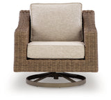 Beachcroft New Beige Outdoor Swivel Lounge with Cushion - Ornate Home