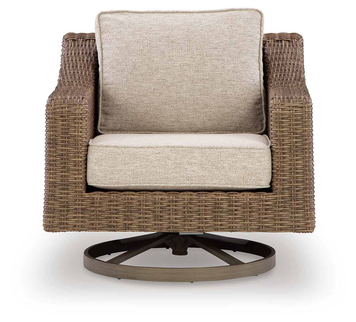 Beachcroft New Beige Outdoor Swivel Lounge with Cushion - Ornate Home