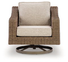 Beachcroft New Beige Outdoor Swivel Lounge with Cushion - Ornate Home