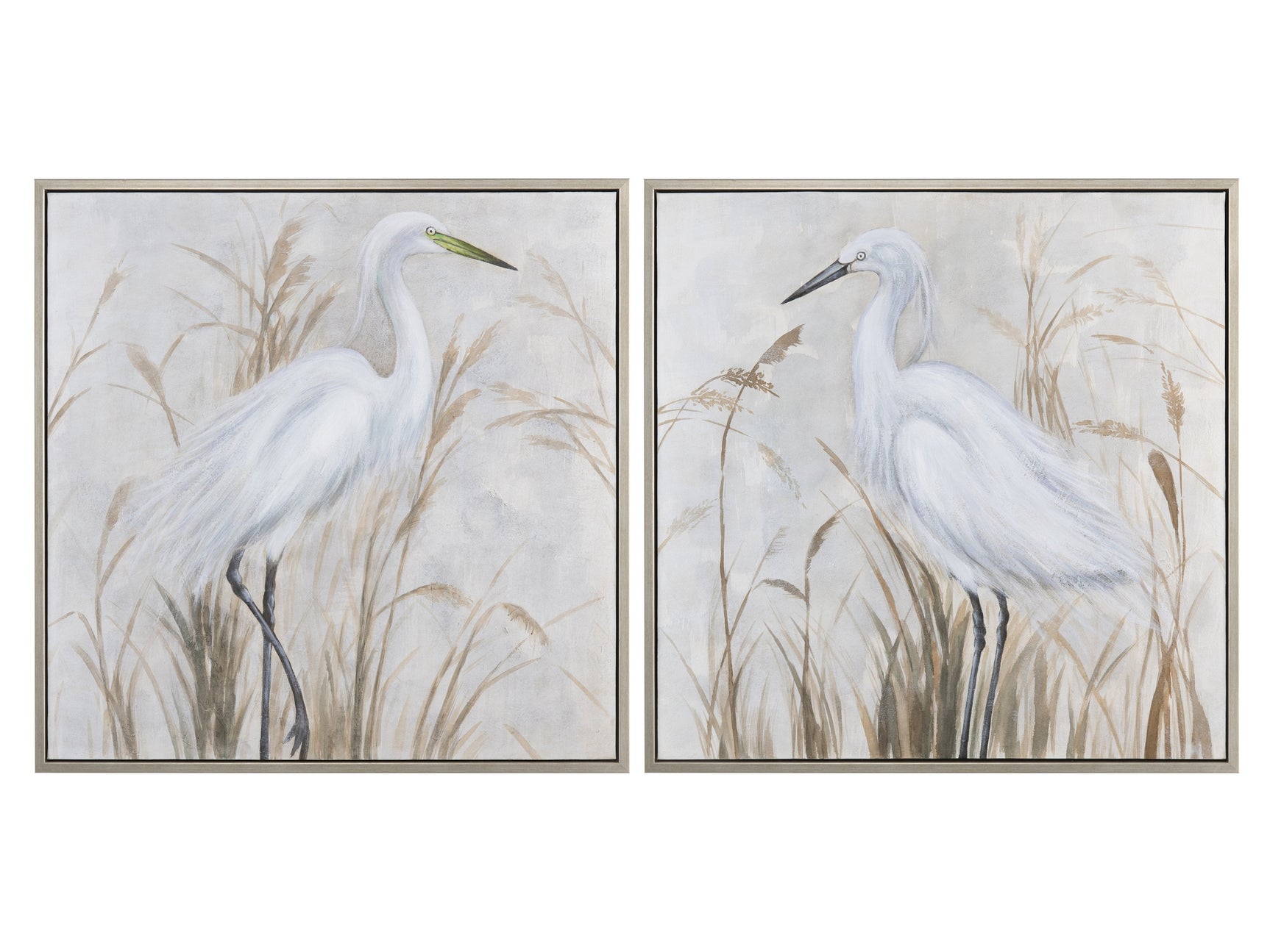 Beachin' Egrets White/Natural Canvas