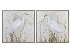 Beachin' Egrets White/Natural Canvas - Ornate Home