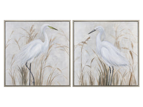 Beachin' Egrets White/Natural Canvas - Ornate Home