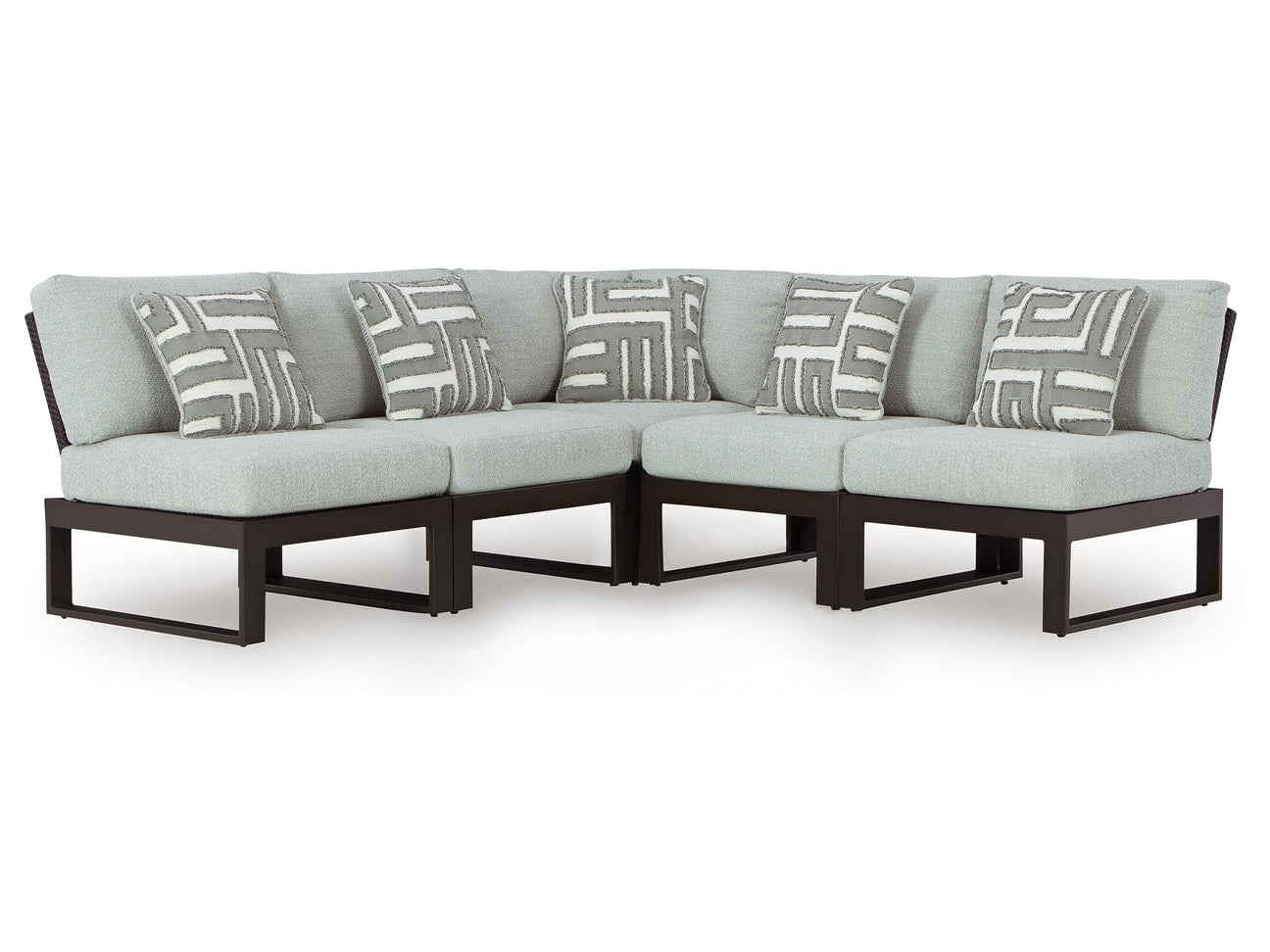 Beachloft Black/Gray 5-Piece Outdoor Sectional - Ornate Home