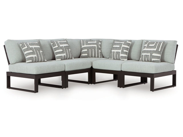 Beachloft Black/Gray 5-Piece Outdoor Sectional - Ornate Home