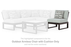 Beachloft Black/Gray Outdoor Armless Chair with Cushion - Ornate Home