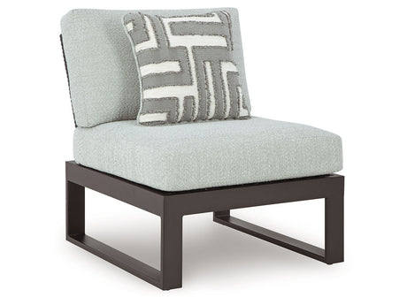 Beachloft Black/Gray Outdoor Armless Chair with Cushion - Ornate Home