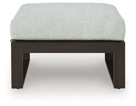 Beachloft Black/Gray Outdoor Ottoman with Cushion - Ornate Home