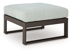 Beachloft Black/Gray Outdoor Ottoman with Cushion - Ornate Home
