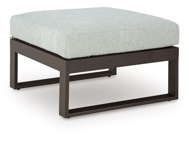 Beachloft Black/Gray Outdoor Ottoman with Cushion - Ornate Home