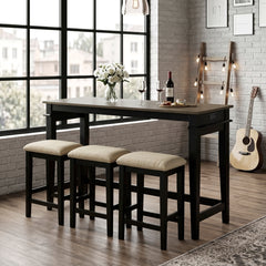 Beacon Black 4-Piece Pack Counter Height Set - Ornate Home
