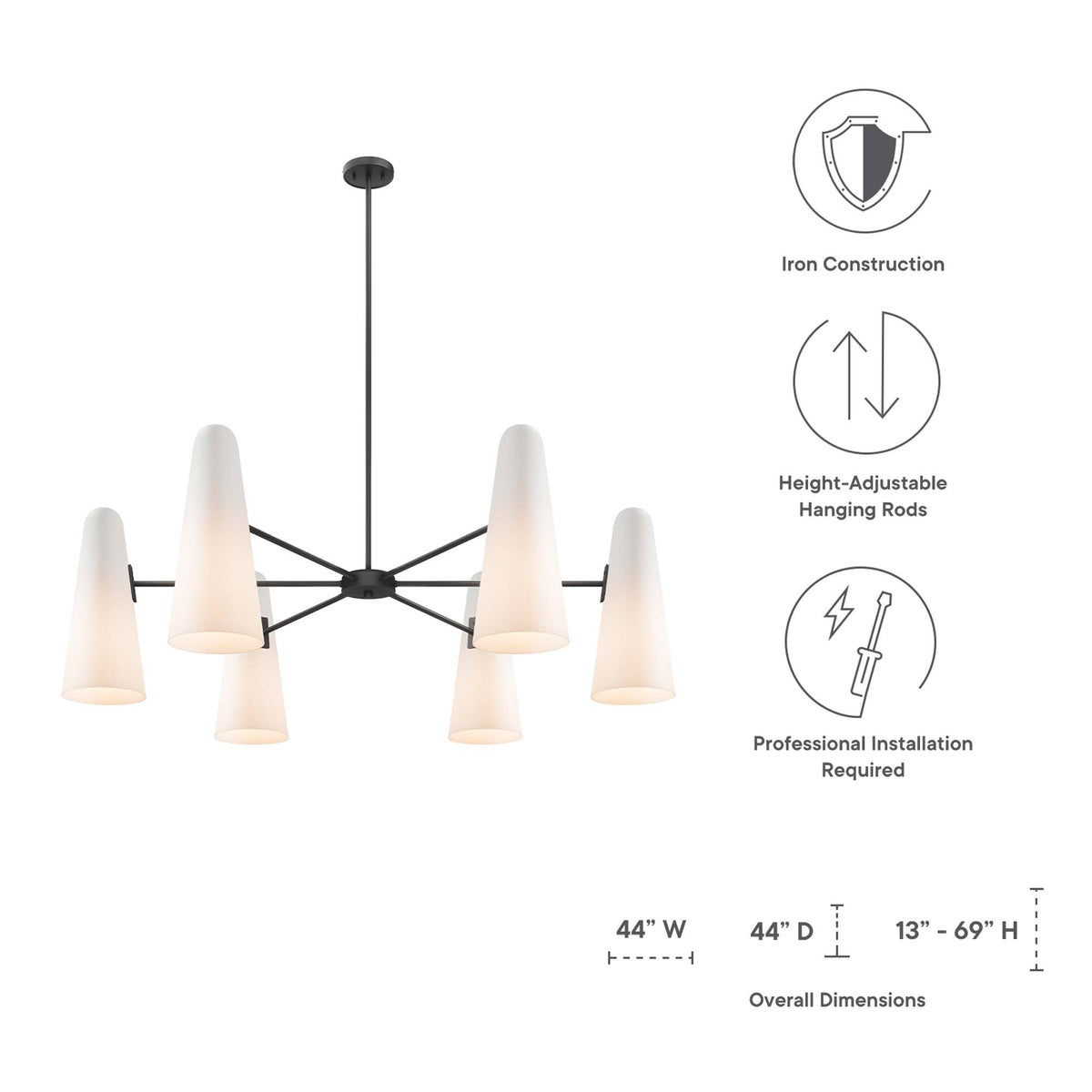 Beacon Opal Black 6-Light Chandelier - Ornate Home