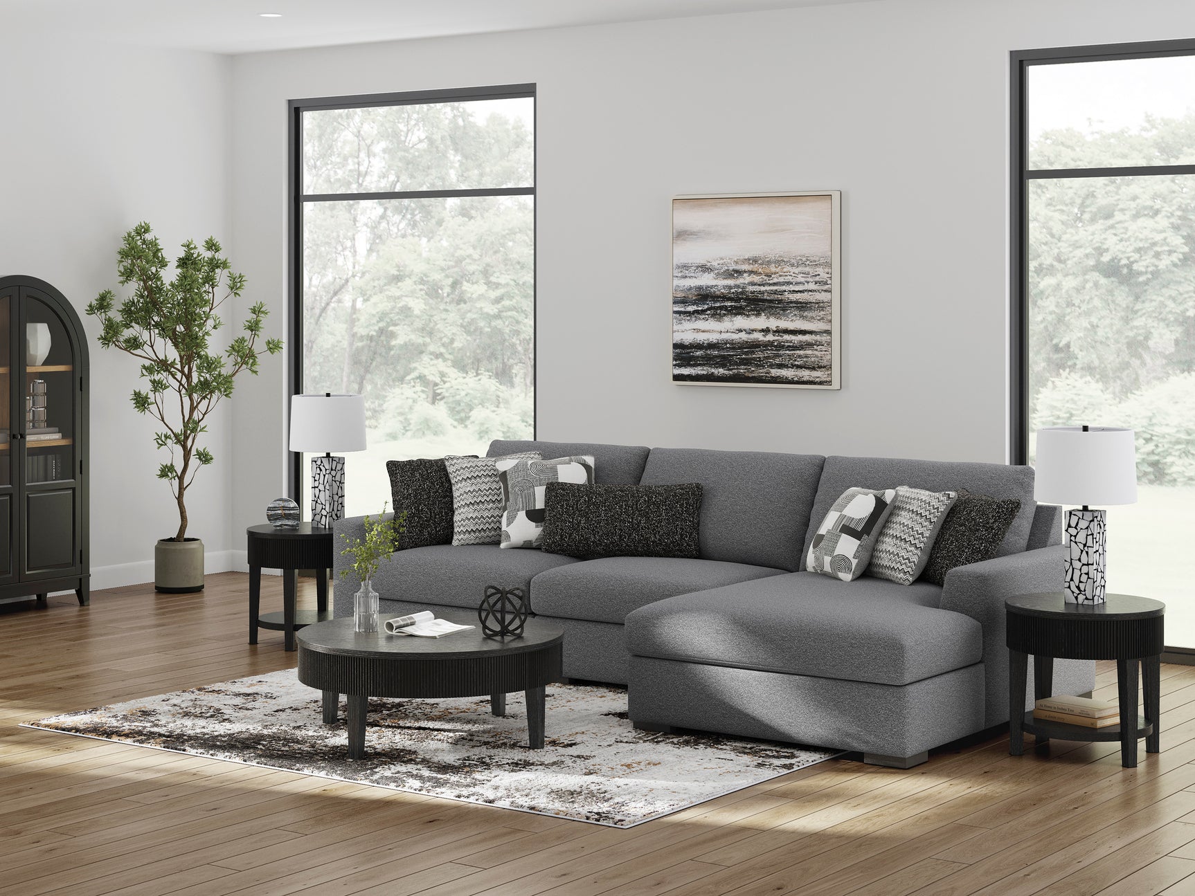 Bealton Salt and Pepper 3-Piece Sectional with Chaise - Ornate Home