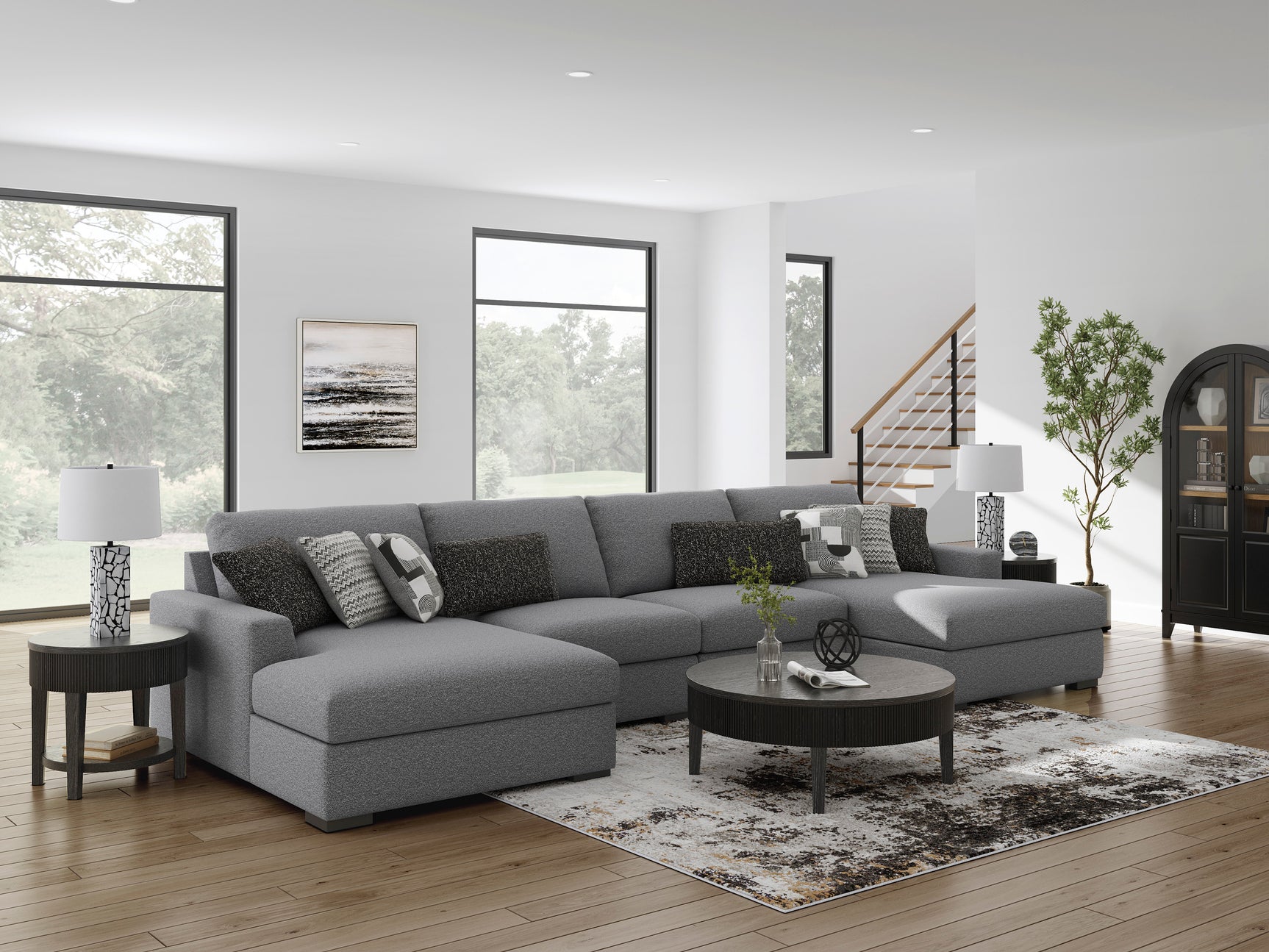 Bealton Salt and Pepper 4-Piece Sectional with Double Chaise - Ornate Home