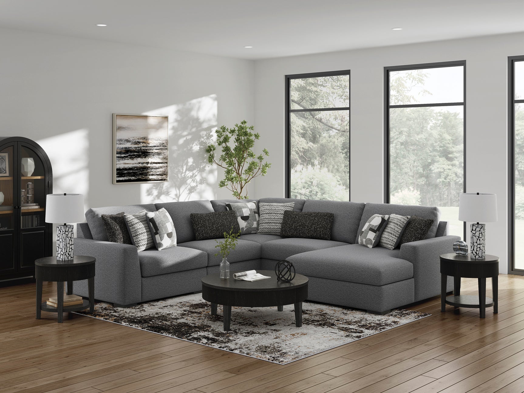 Bealton Salt and Pepper 5-Piece Sectional with Chaise - Ornate Home