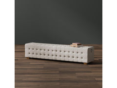 Beam Beige Bench Tufted Linen - Ornate Home