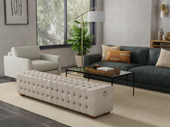 Beam Beige Bench Tufted Linen - Ornate Home