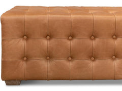 Beam Brown Bench Tufted Leather - Ornate Home