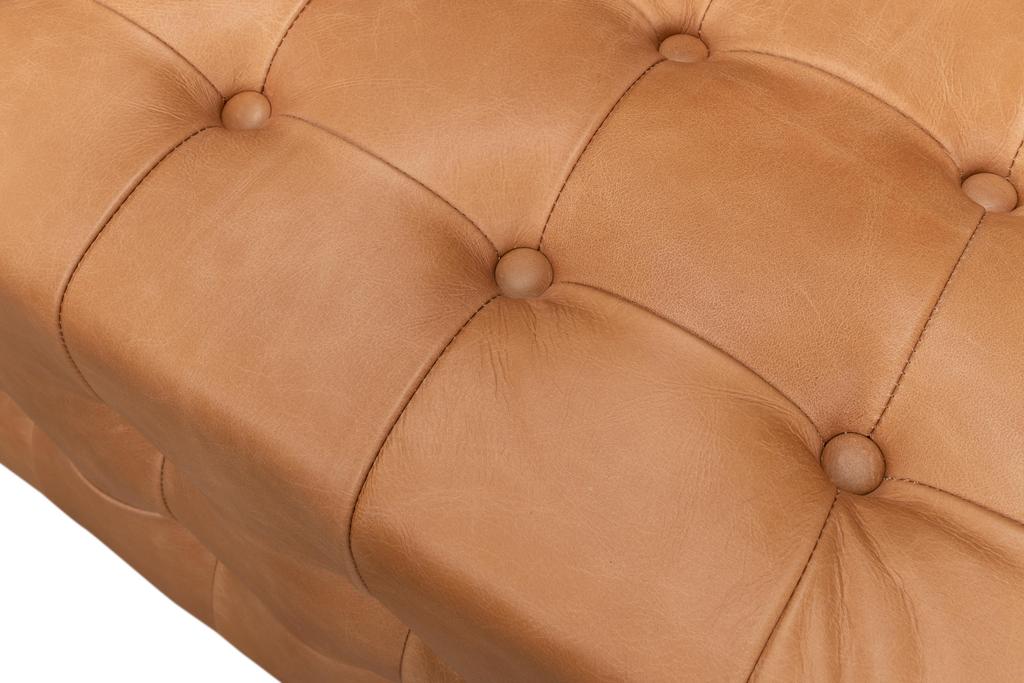Beam Brown Bench Tufted Leather - Ornate Home