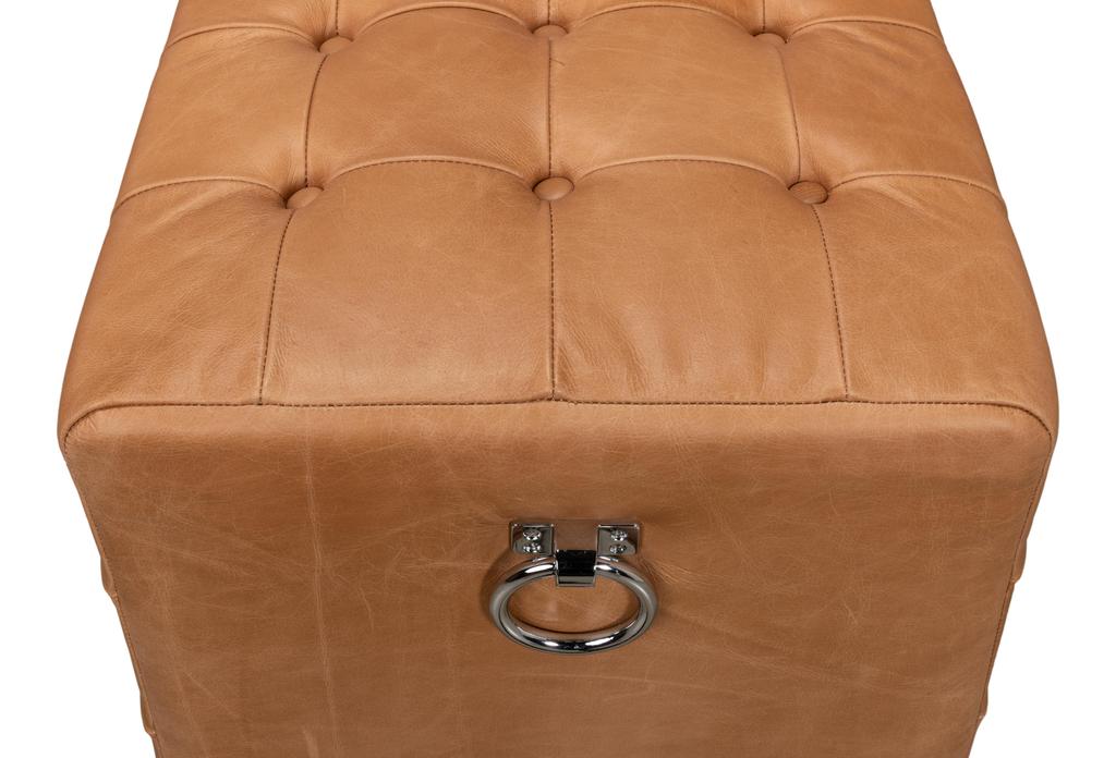 Beam Brown Bench Tufted Leather - Ornate Home